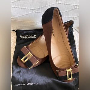 Footzy Fold Brown/Black Flats